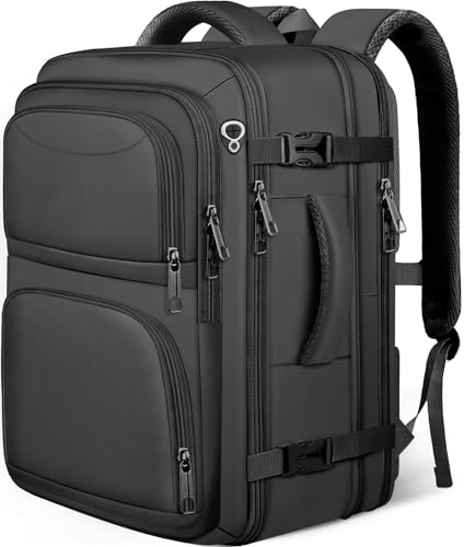 Travel Backpack, Expandable Carry on Backpack for Men, TSA 17.3 inch Black