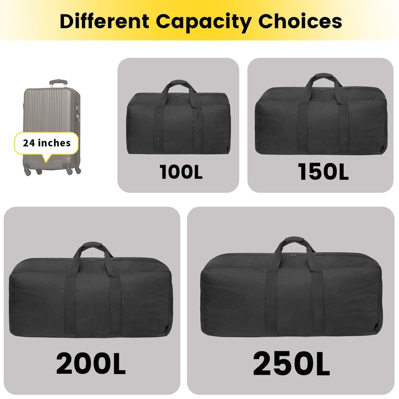 Extra Large 100L Duffle Bag Foldable Travel Gear Bag with Heavy-Duty Zippers gallery