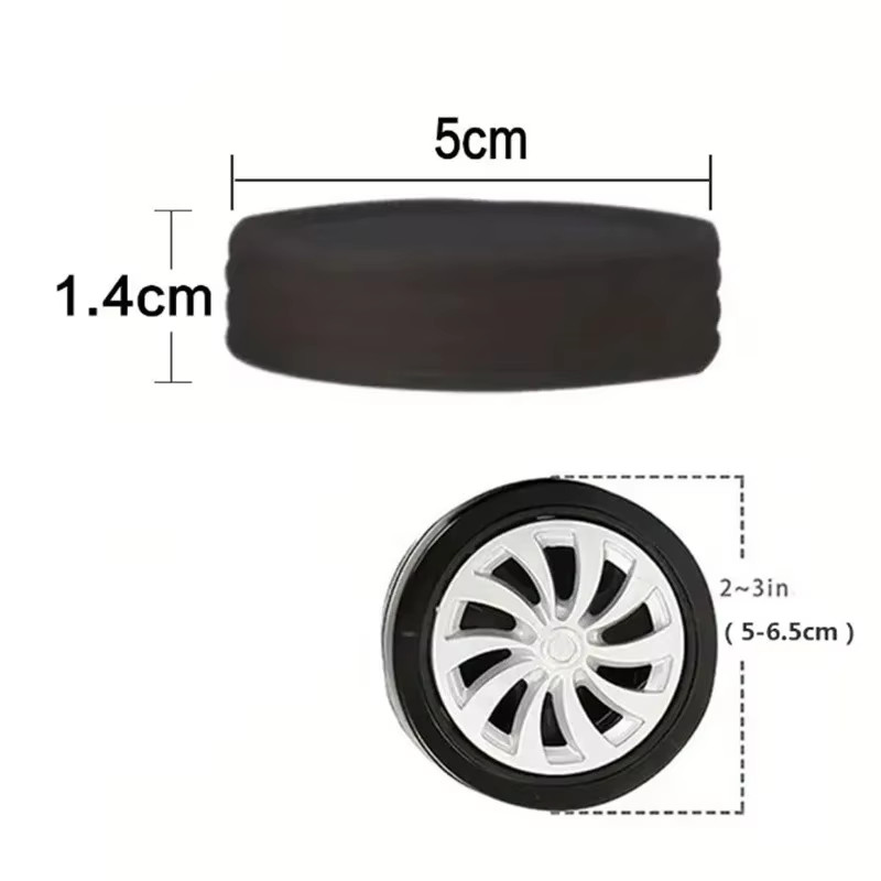 8PCS Black Luggage Roller Rubber Cover Silent Trolley Wheel Accessory Protective gallery