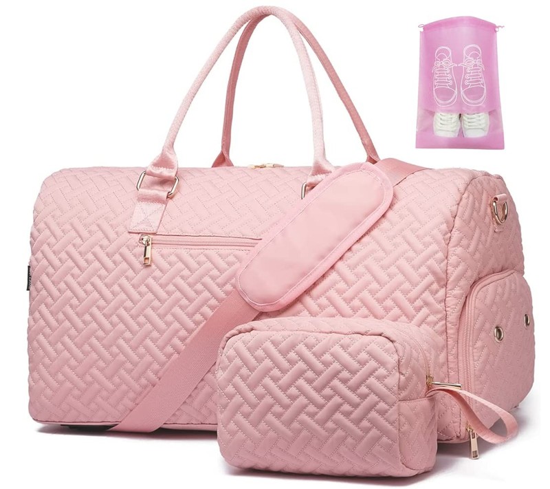 DUFFLE BAG with Shoe Compartment Toiletry Bag Pink 50L BAVERGE