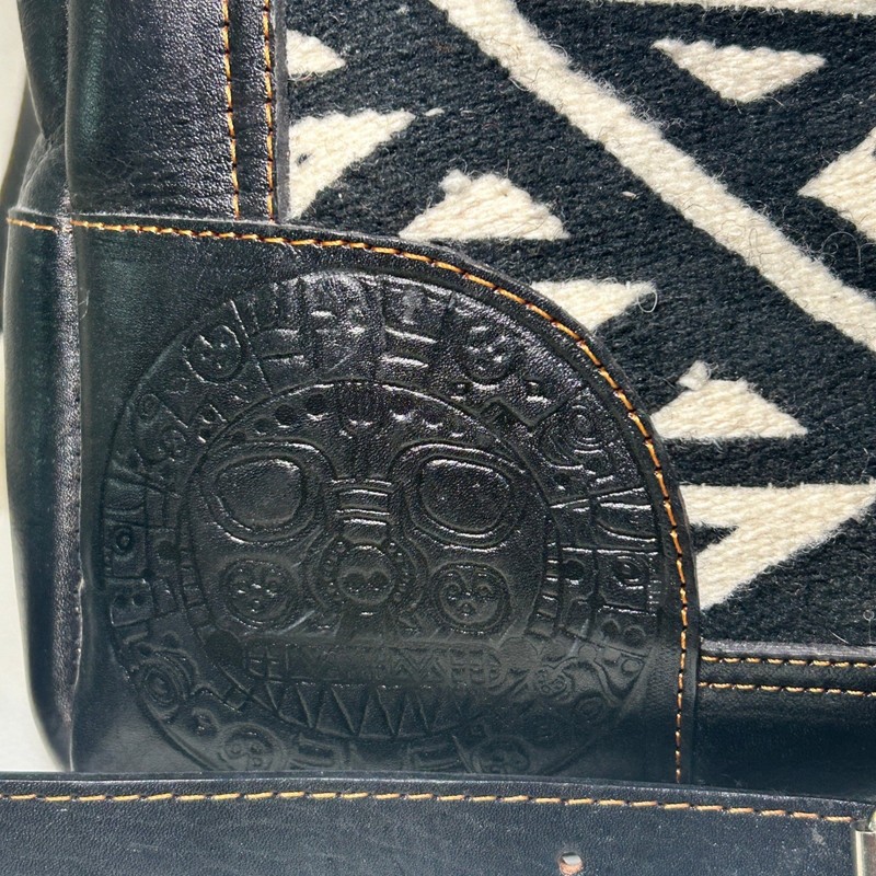 Leather Wool Aztec Weekender Duffel Bag | Boho Peruvian Tribal Travel Bag gallery