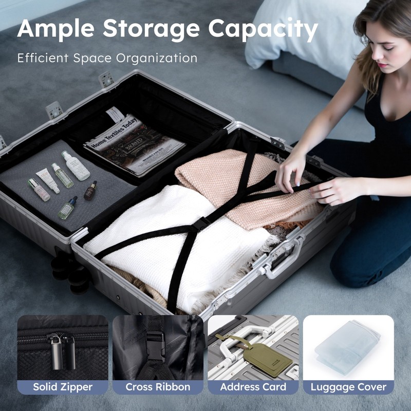 Aluminum Framed Travel Suitcase Carry-On Luggage w/ USB Port TSA Lock Hard Shell gallery