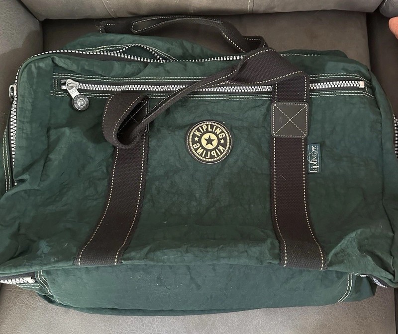 Kipling Duffel Carry-on Large Overnight Luggage Forest Green Black Bag Weekender