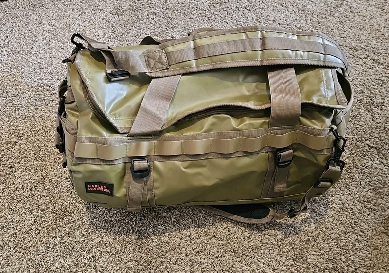 Harley-Davidson Water-Resistant Functional Hybrid Duffel Bag/Backpack – Khaki
