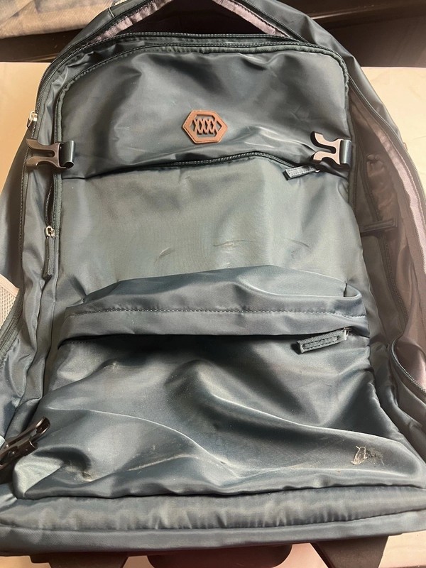 Green 22″ Nylon Rolling Backpack with Telescopic Handle and Wheels