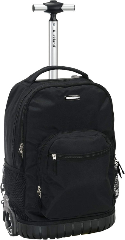 Single Handle Laptop Rolling Backpack, 19", Black gallery