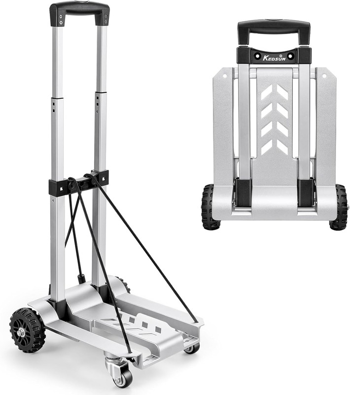 270LBS Utility Luggage Cart with 4 Wheels, 100% Aluminum Hand Truck Dolly, Foldi