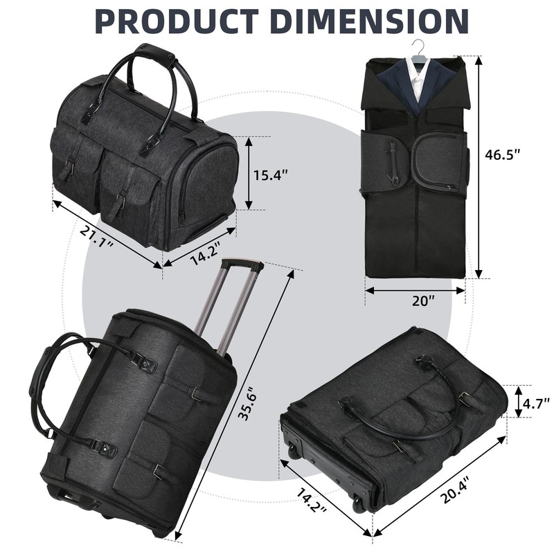 Shopsource Garment Bags for Travel with Wheels, Carry-on Duffle Bag for Suits gallery