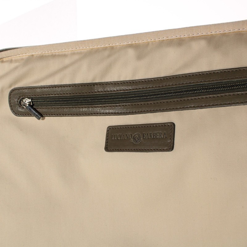 Luciano Barbera NWOT Leather Roller Suitcase in Solid Olive Green gallery