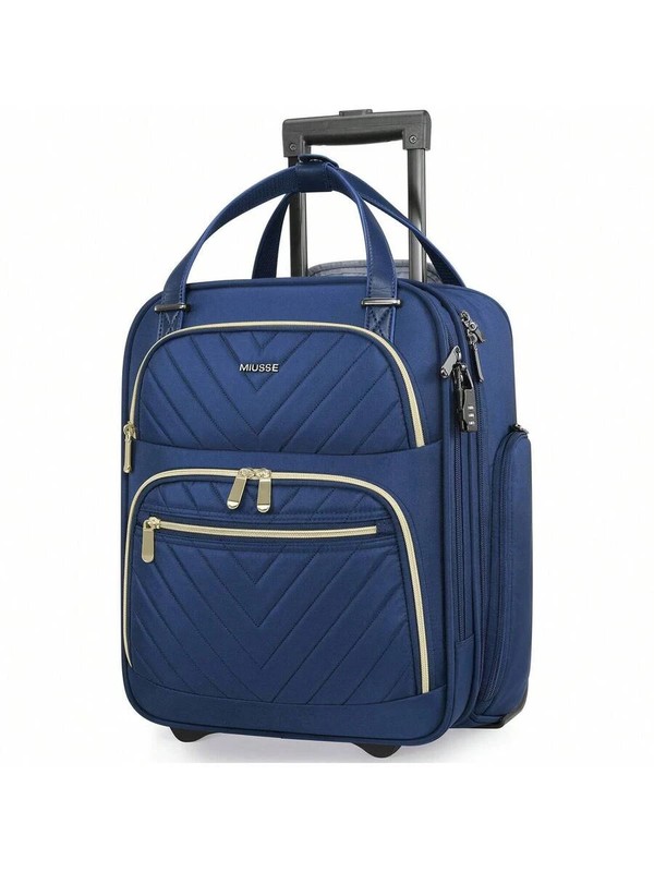 Carry-On Underseat 16-Inch Luggage With Wheels, Softside Rolling Carry-On Blue