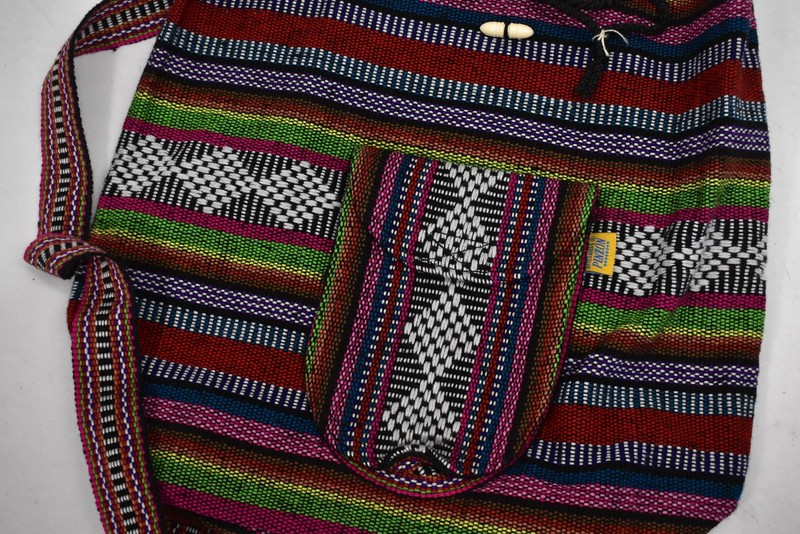 Artesanias Pinzon Multicolor One Size Womens Cotton Striped Backpack Bag gallery