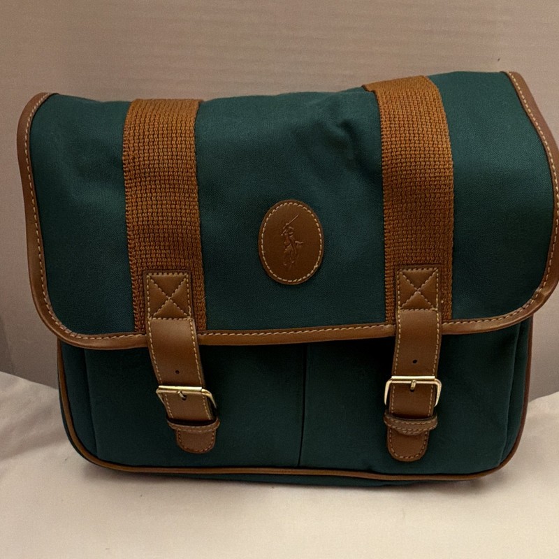 Brand New Polo Ralph Lauren Large Canvas Travel Bag Carry On Green/Brown Solid gallery