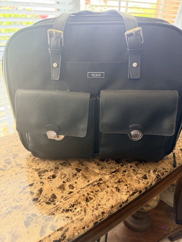 Tumi Villa Wheeled Compact Business Carry On Laptop Bag Nylon Leather Reg $1095