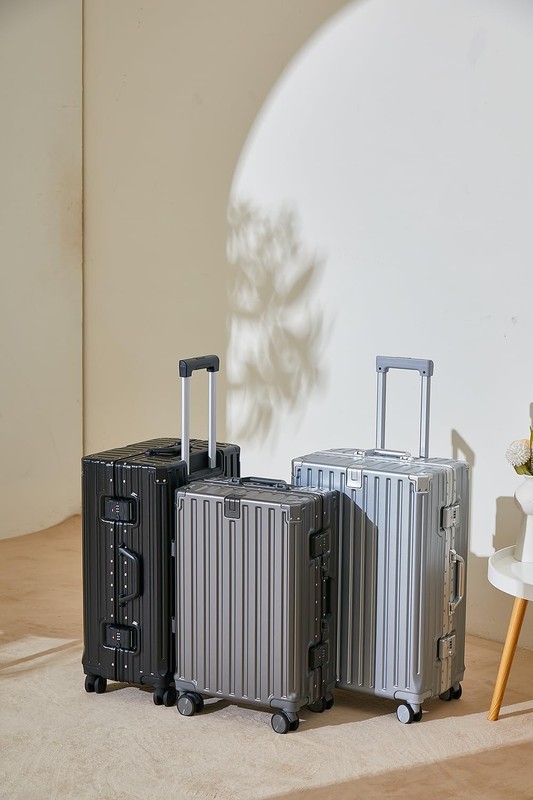 PC Hard Shell Checked Suitcase with Aluminum Frame, Luggage with Cup Holder a... gallery