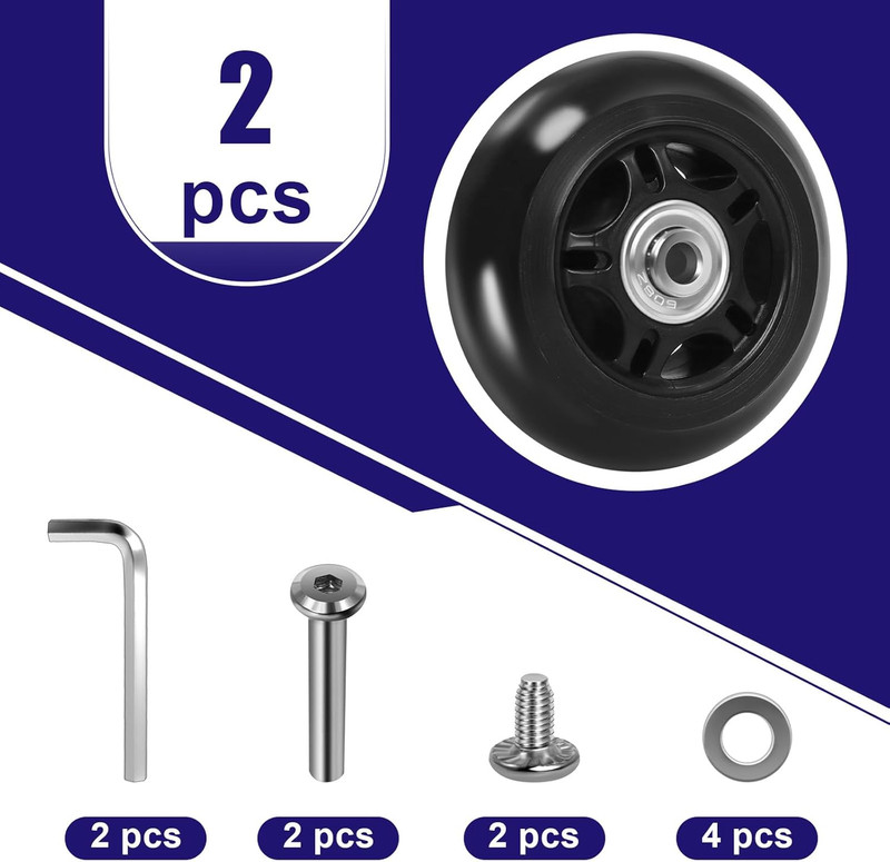 Luggage Suitcase Replacement Wheels (76Mm X 24Mm) with ABEC 608Zz Bearings, Inli gallery