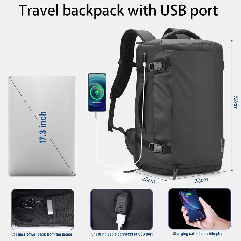 Travel Backpack 40L TSA Friendly Flight Approved Carry-On Luggage, Waterproof Bu gallery