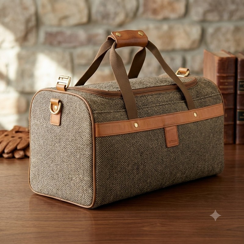 Vintage Hartmann Tweed Leather Duffle Bag Weekender Carry On Travel Overnight 20