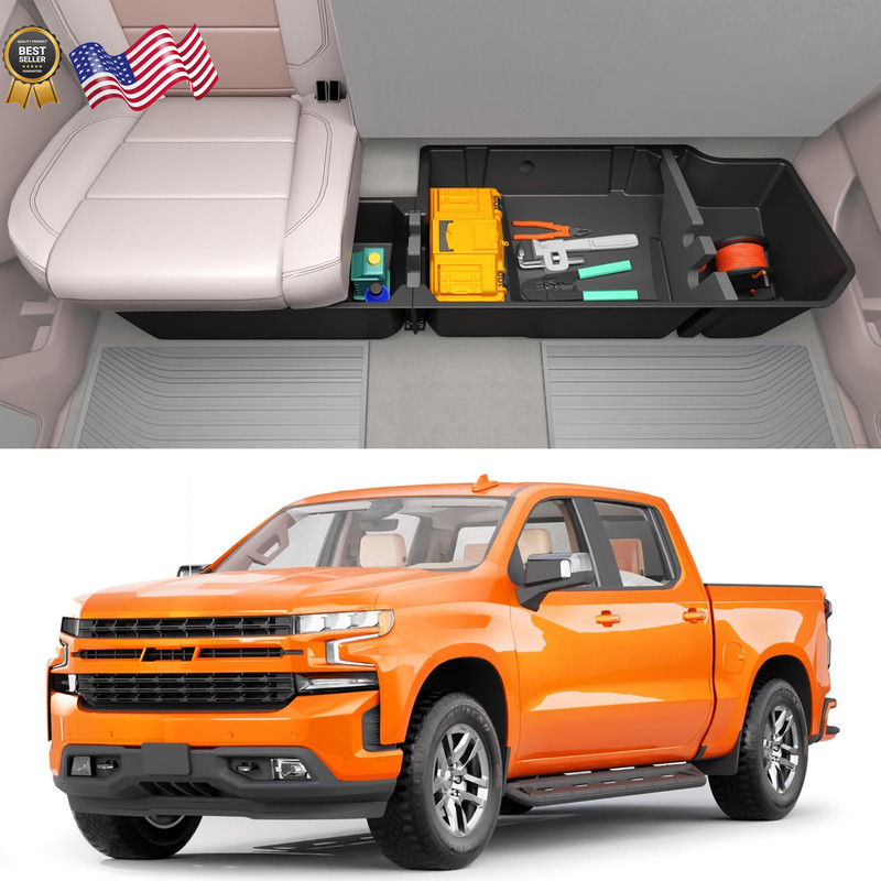 under Seat Storage Box Compatible with 2019-2026 Chevy Chevrolet Silverado 1500