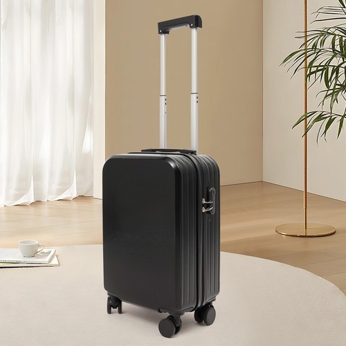 20″ Travel Luggage Suitcase Black Carry On Luggage, Suitcase with Cup Holder