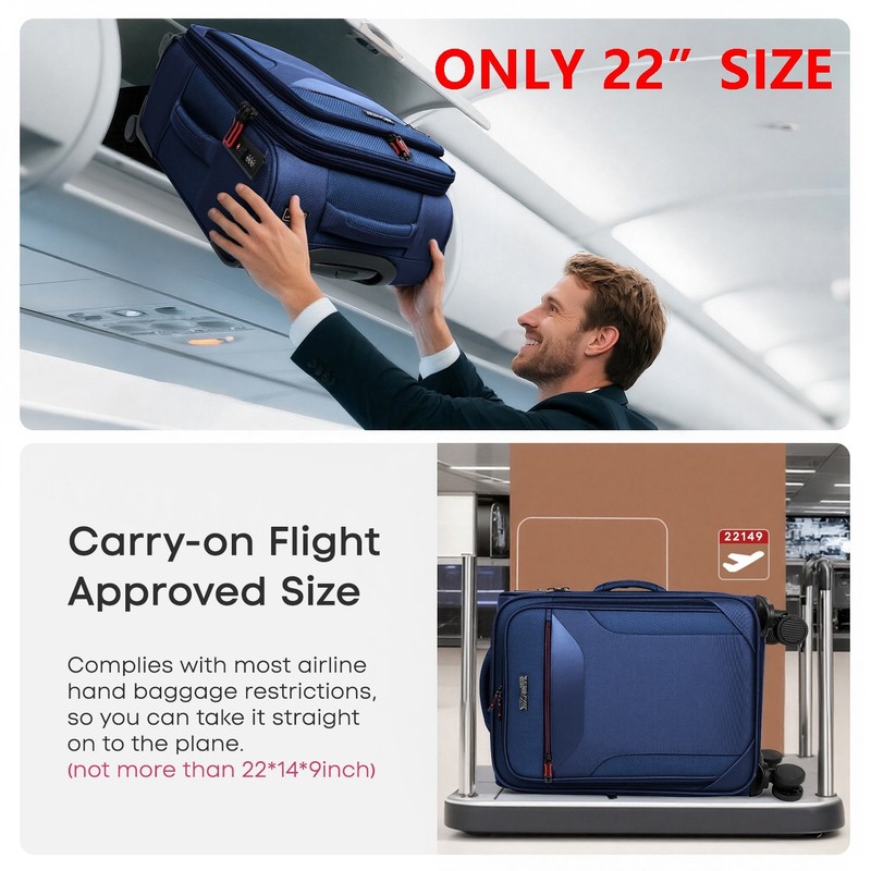 Soft Shell Spinner Suitcase Luggage Expandable Suitcase with Wheels & TSA Lock gallery
