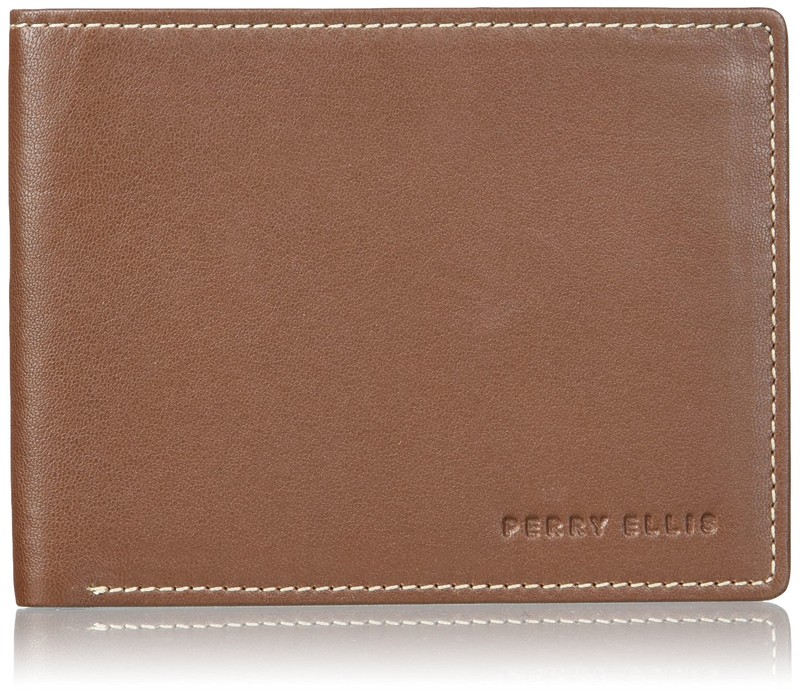 Perry Ellis Men’s Slim Bi-fold RFID Wallet One Size Luggage Brown