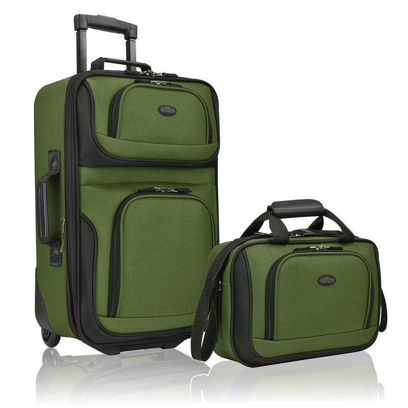 U.S. Traveler Rio 2-Pc Expandable Softside 20″ Carry Luggage Set – Evergreen
