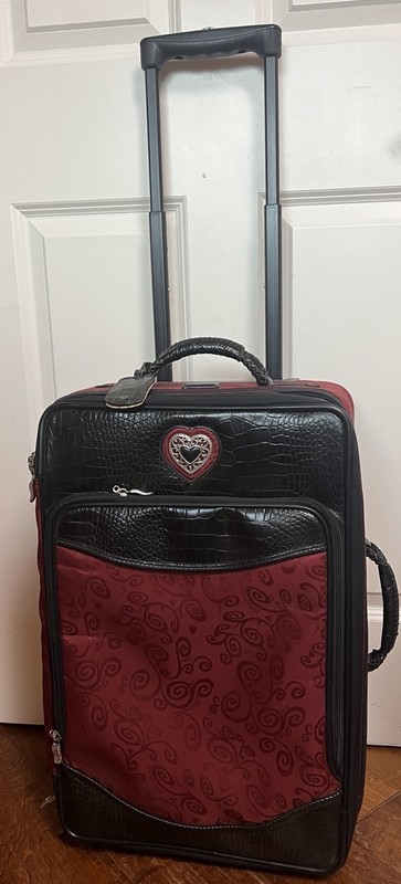 BRIGHTON ~ RED PRINT ROLLING SUITCASE ~ 22" ~ SILVER HEART DETAIL gallery