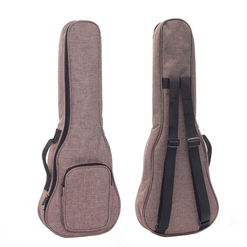 Simple Linen 10MM Classic Thick Durable Ukulele Case Bag with Large Storage (…