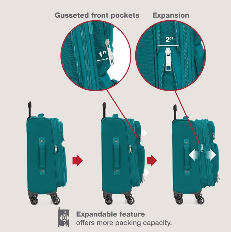 Rio Lightweight Teal Carry-on Suitcase, Spinner Wheels gallery