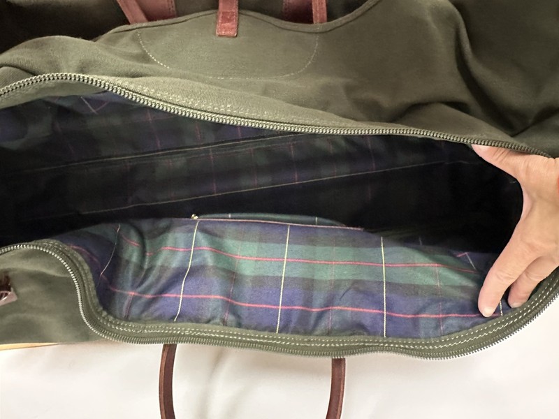 Orvis 30" Green Canvas & Brown Leather Rolling Duffle Luggage Bag, Retractable gallery