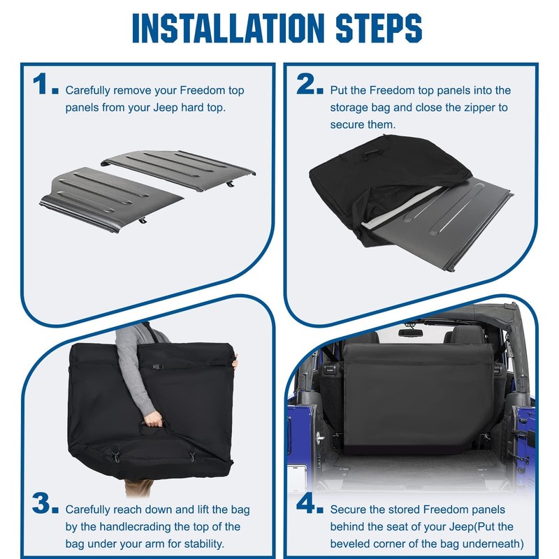 Hard Top Freedom Panel Storage Bag Compatible with 2007-2022 Wrangler JK JKU ... gallery