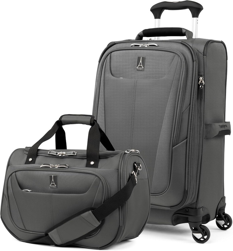 Maxlite 5 Softside 2Pc Set Expandable Carry on Luggage with 4 Spinner Wheels/Sof