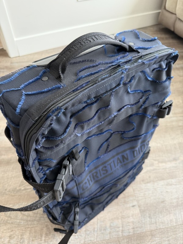 Christian Dior Blue Abstract Pattern Wheeled Suitcase with Adjustable Straps gallery