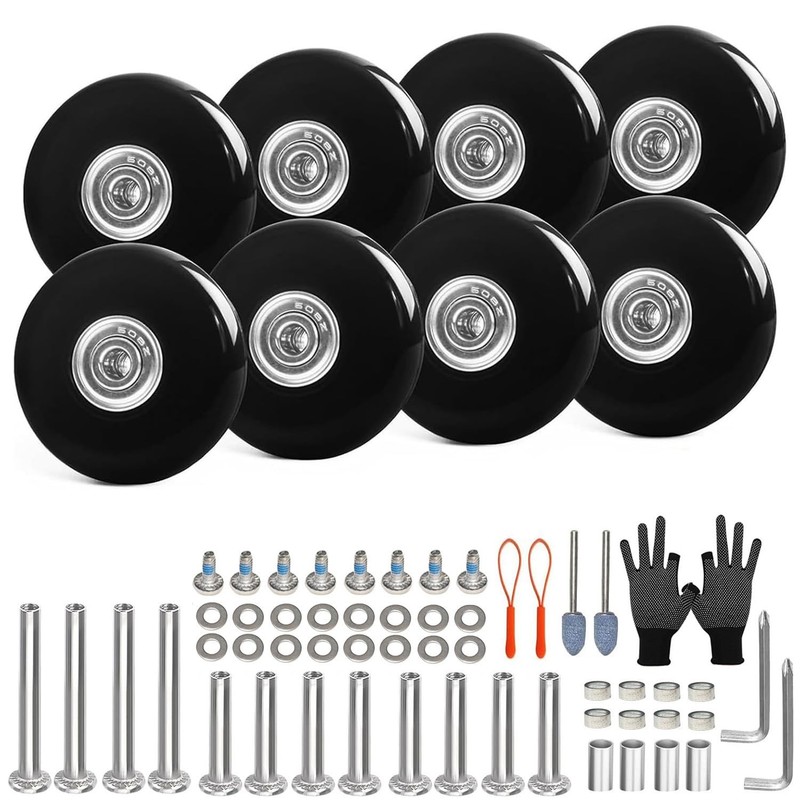 Luggage Suitcase Wheels Set 8PC Diameter 2in/50mm Thick 0.7in/18mm Bearing Wh…