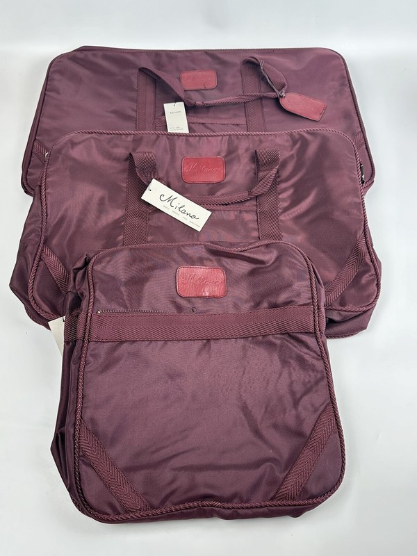 Milano Carry On Maroon Set Of 3 Lock Exterior Pockets Luggage Overnight Bags