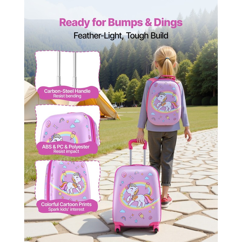 Uimoso 2/5 Piece Children's Luggage Set 18-Inch Unicorn/Dinosaur Travel Suitcase gallery
