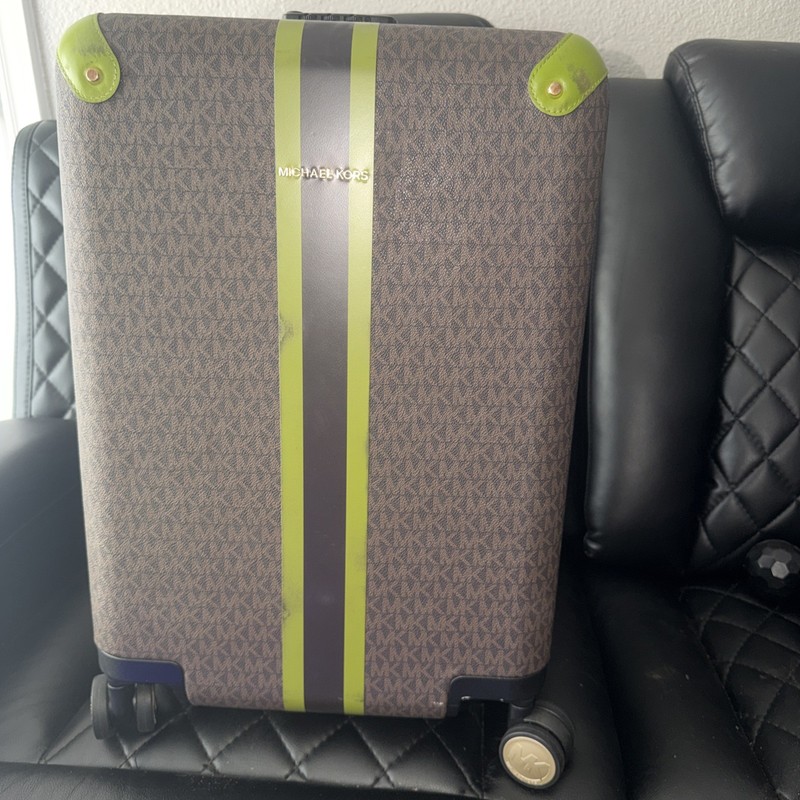 Michael Kors Brown Logo Carry On Travel Suitcase Large Used Japan Shipped