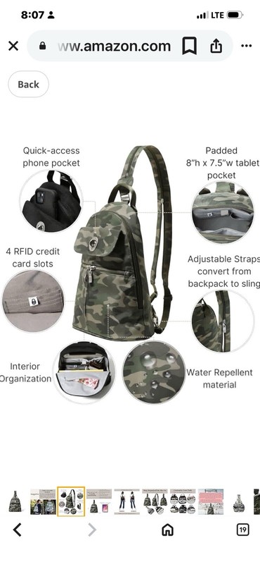 Baggallini Naples Convertible Backpack + Wristlet Camo NWOT gallery