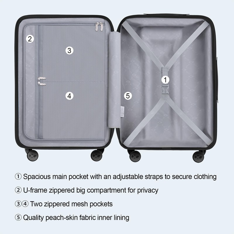 Checked Luggage Large PC Hard Shell 17x10x26in 7LB TSA Lock - Lightweight gallery