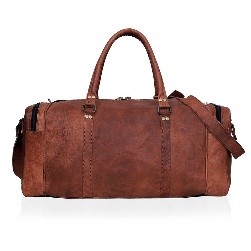 24 Inch Large Leather Duffel Travel Duffle Gym Sports Overnight Weekender Bag... gallery