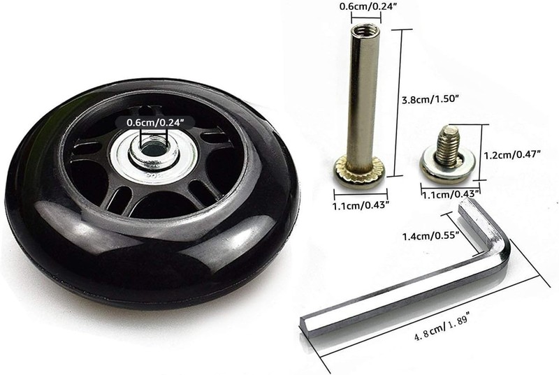 Replacement Luggage Wheel Set Compatible for Suitcase Inline Skate 63mm gallery