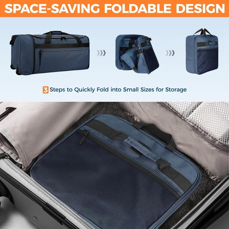 Uarition 80L Foldable Rolling Duffle Bag with Wheels, 28” Large Duffle Bag fo... gallery