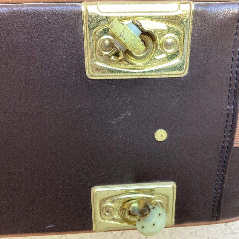 Samsonite Soft-Shell Brown Leather Wheeled Suitcase - Vintage - Carry Handle gallery