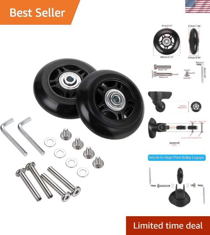 80mm Rubber Suitcase Wheels Set with Axles for Easy Installation and Repair