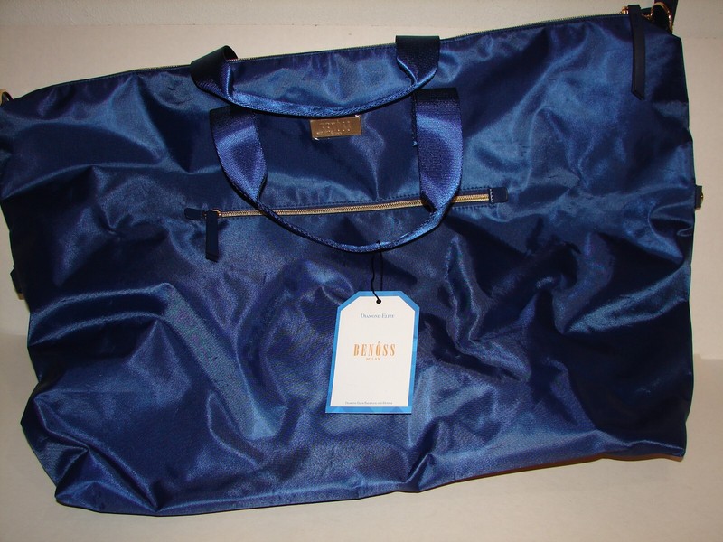 New Large Benoss Milan Weekender Blue Nylon Travel Gym Bag 25″ X 17”