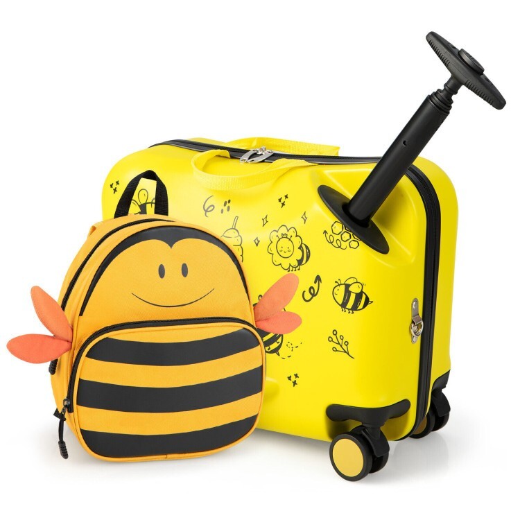 2 Pieces 18 Inch Ride-on Kids Luggage Set with Spinner Wheels