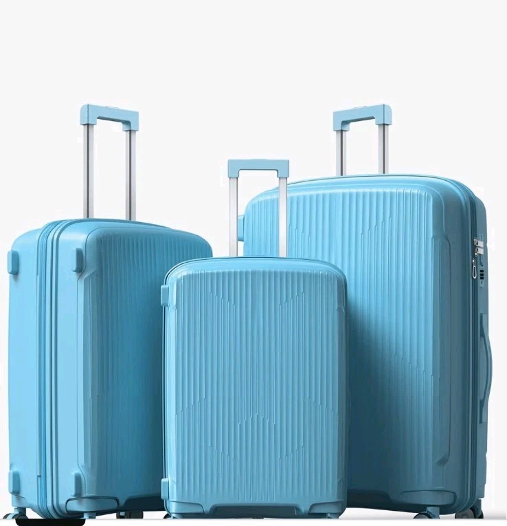 3-Piece Luggage Set 20 24 28 Blue Carry On