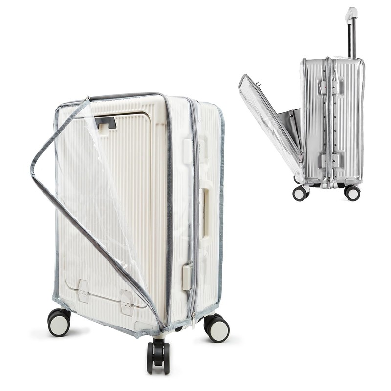PUMHUBO 20 Inch Clear PVC Carry On Suitcase Cover, Front Pocket Zipper, TSA-A...