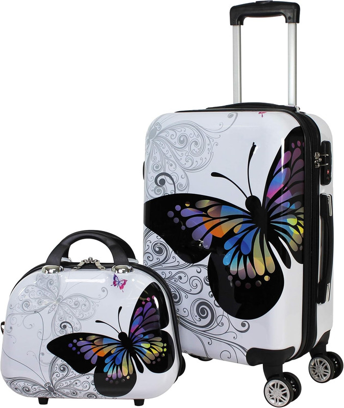 Chic Butterfly 2-Piece Spinner Luggage Set for Easy Travel