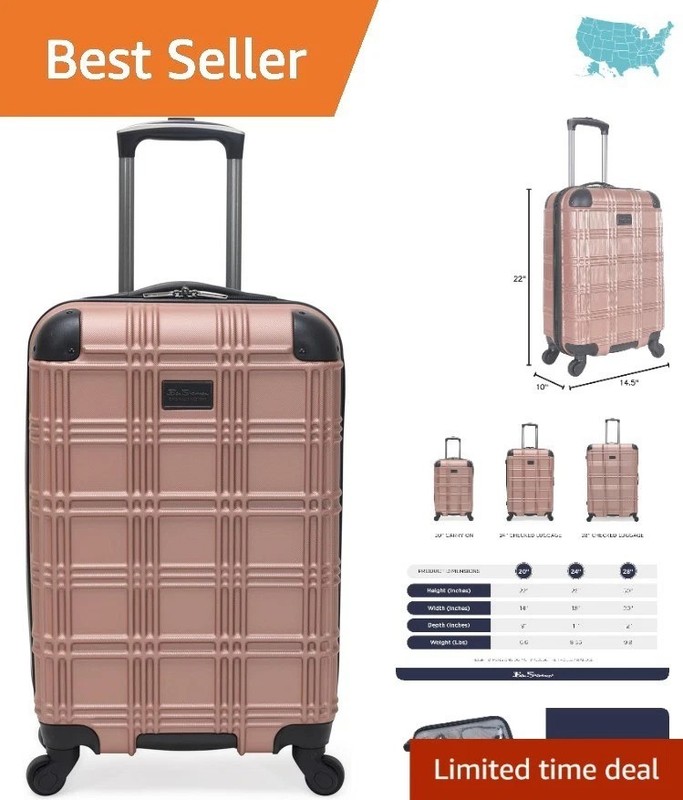 Nottingham 20-Inch Hardside Spinner Luggage with 7 Pockets – Rose Gold Luxury